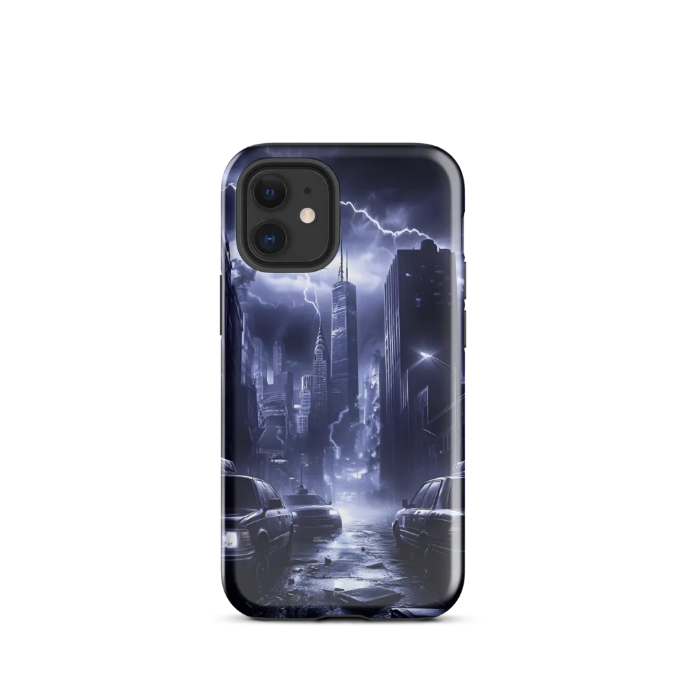 Stormy Cityscape: Shadows of the Night | Phone Case |  12 mini | Tough Case | Glossy