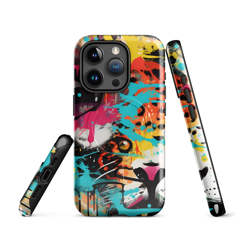 Fierce Fusion: Tiger and Lion in Graffiti | Phone Case |  15 Pro | MagSafe® Tough Case | Glossy