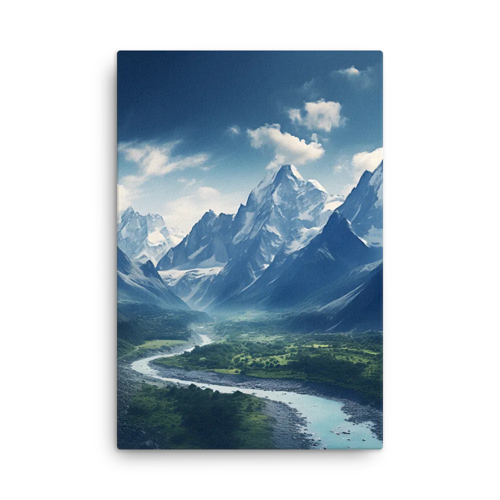Majestic Serenity: A Landscape of Mountains and Rivers | Thin Canvas | 20″×30″