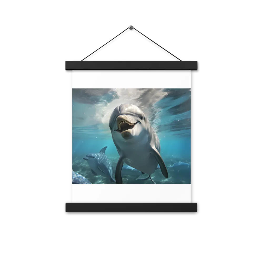 Beneath the Waves: A Dolphin's Dance | Poster With Black Wood Hanger | 11″×14″