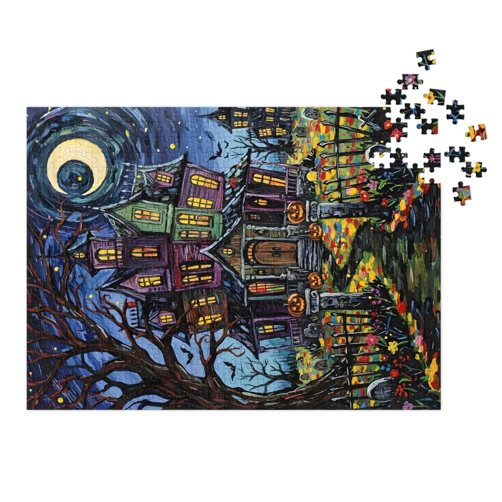 Whimsical Haunted Manor 
 Jigsaw Puzzle in Tin Box