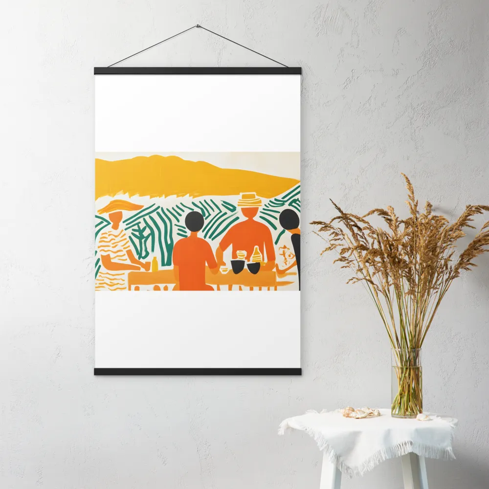 Summer Vibes: Café Conversations | Poster With Black Wood Hanger | 24″×36″