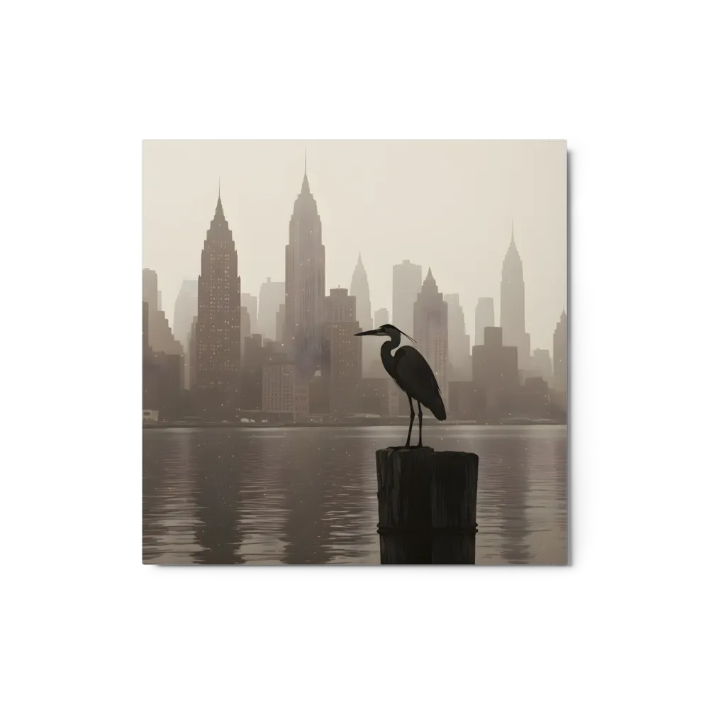 Harbor Heron 
 Metal Print | 12″x 12″