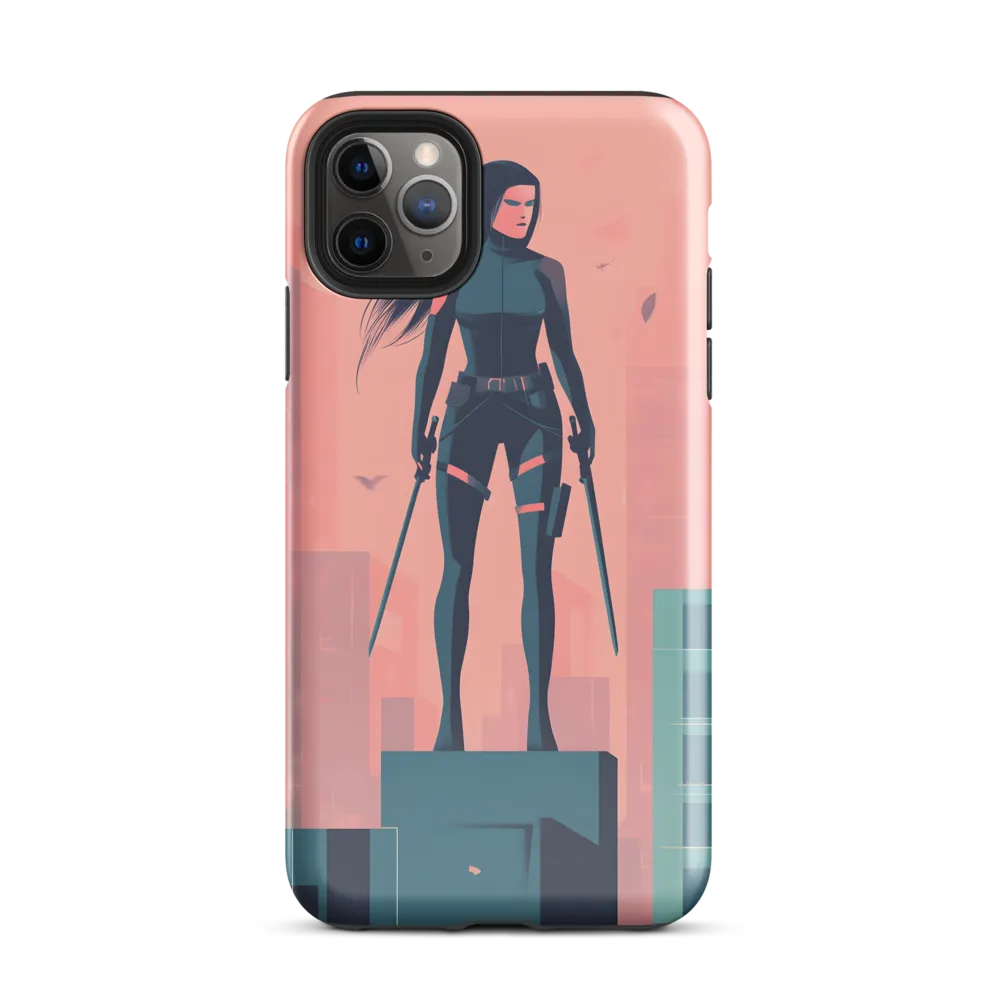 Urban Sentinel: A Warrior's Stand | Phone Case |  11 Pro Max | Tough Case | Glossy