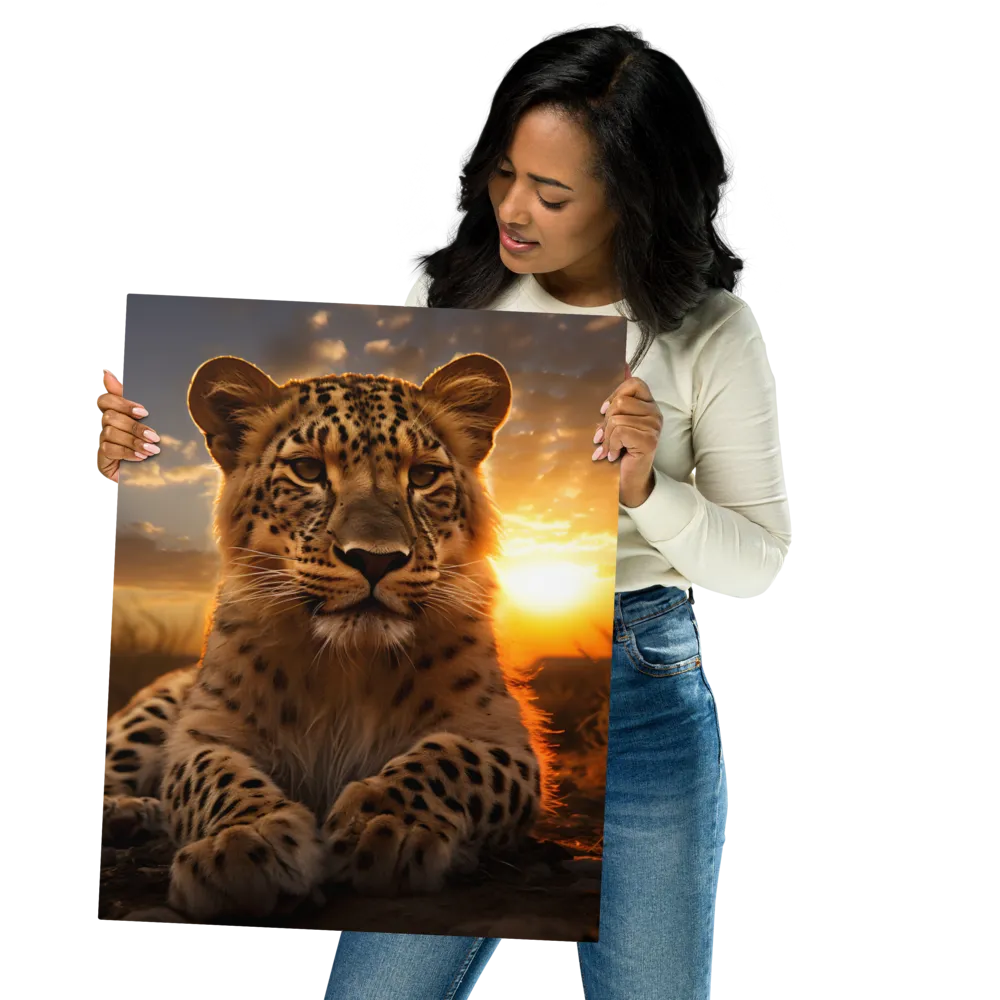 Regal Presence: The Leopard at Sunset | Metal Print | 16″×20″