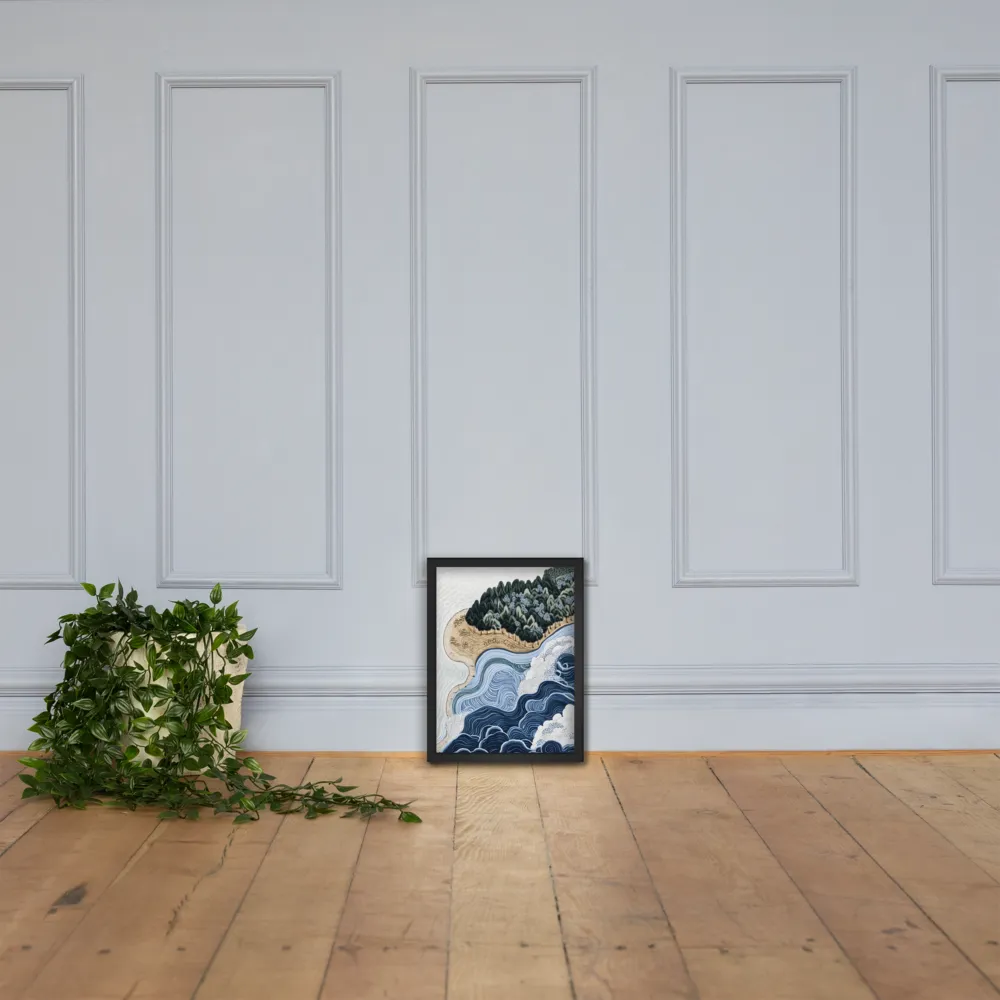 Oceanic Harmony: A Tranquil Landscape | Poster with Black Frame | 12″×16″