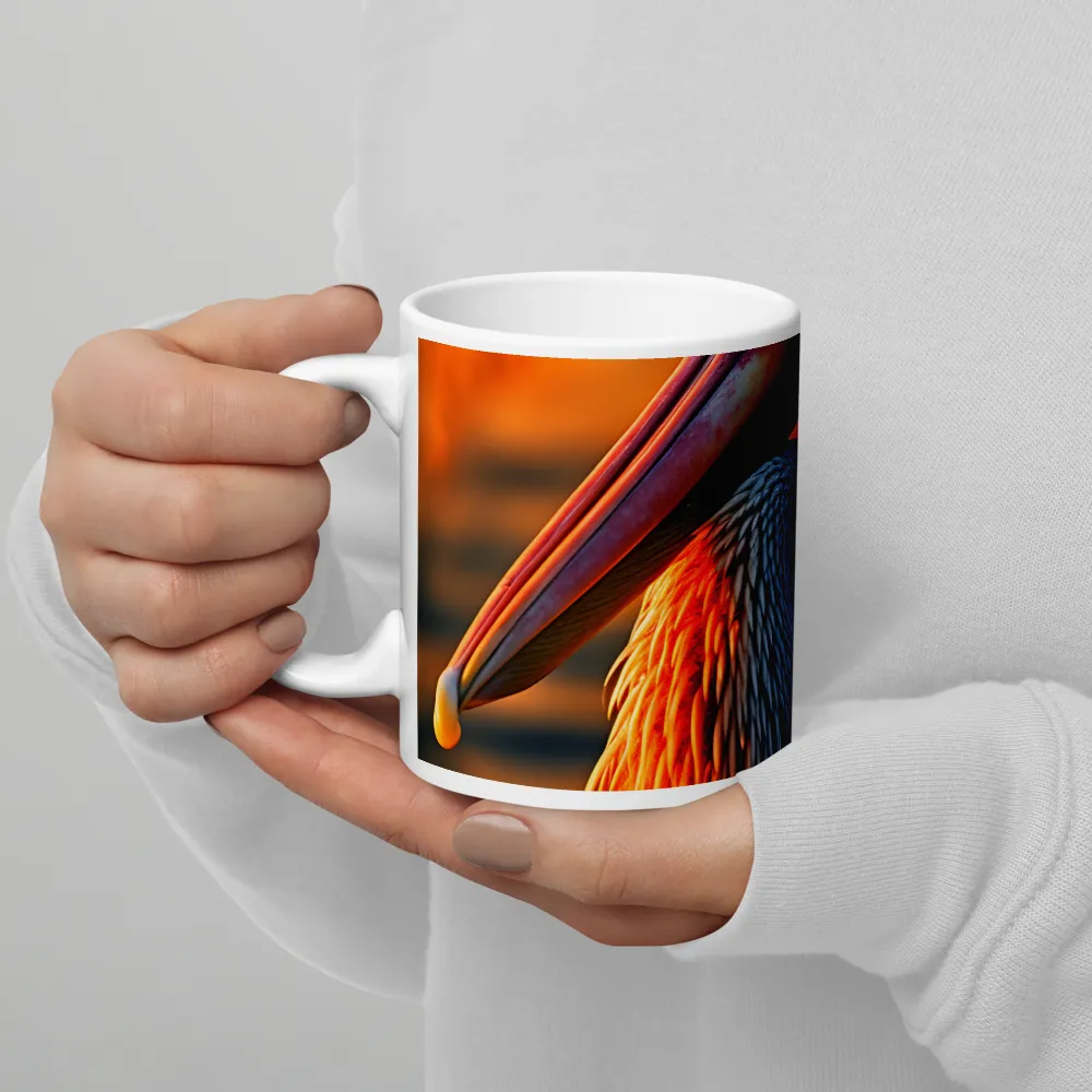 Elegance of the Pelican at Sunset | Mug with White inside | 11 oz