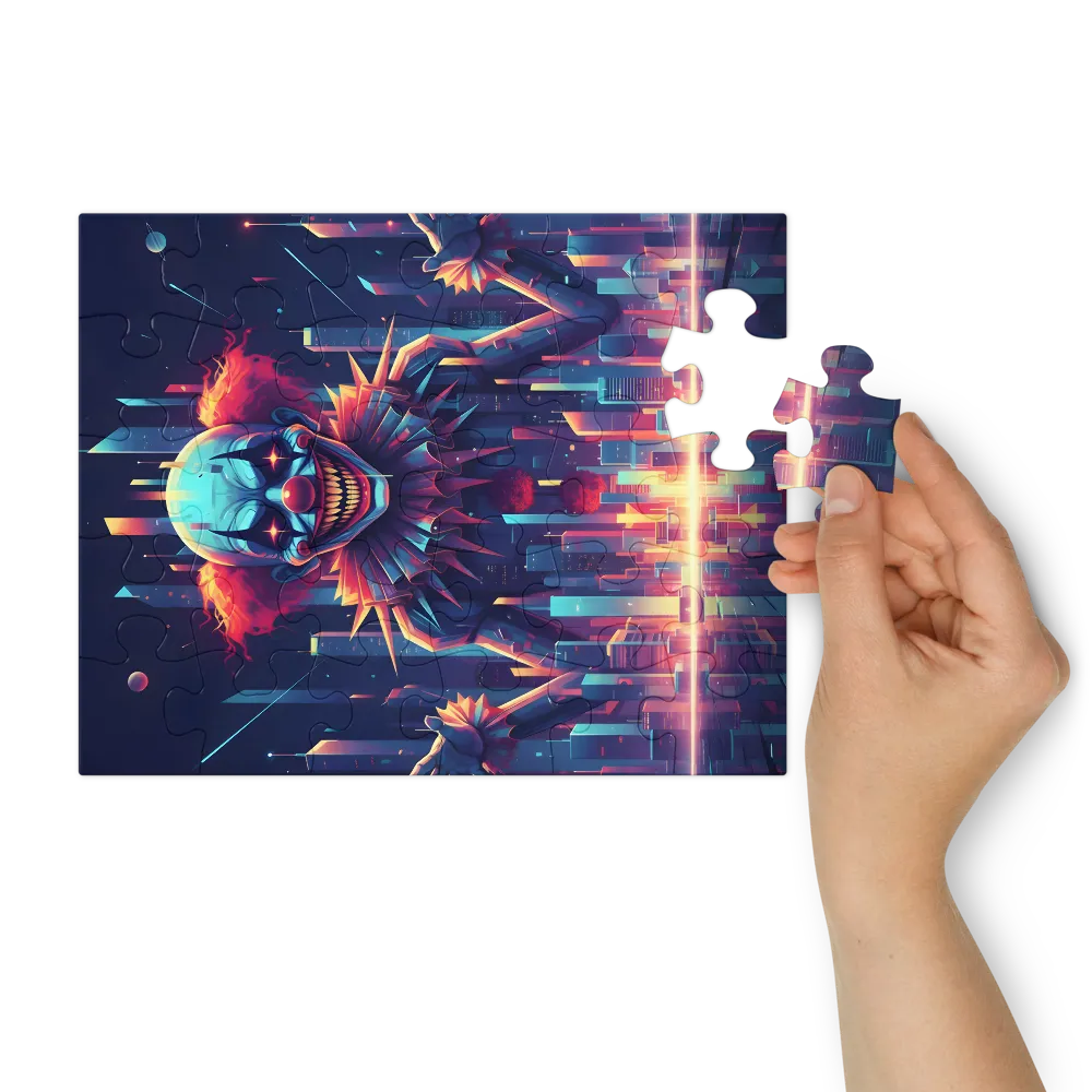 Neon Nightmare Clown 
 Jigsaw Puzzle in Tin Box