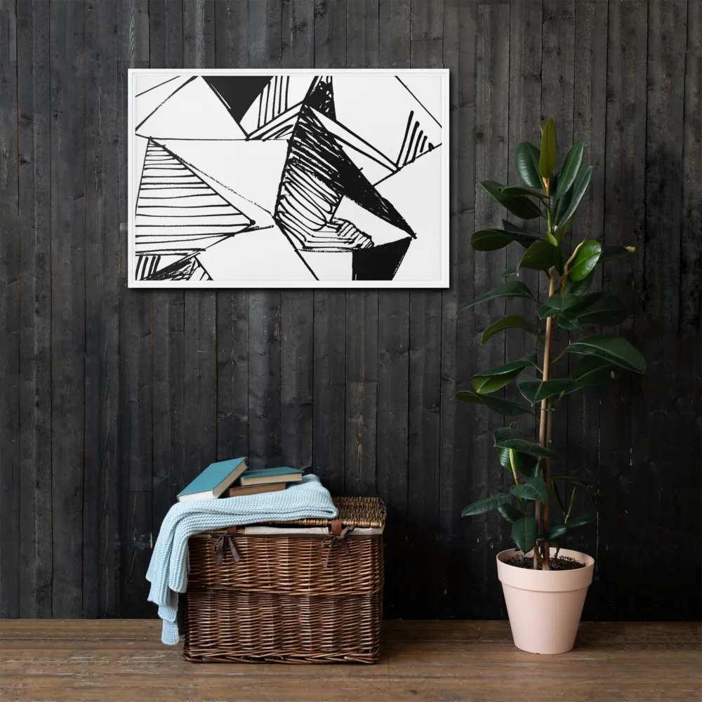 Dynamic Geometry in Ink | Canvas with White Frame | 24″×36″