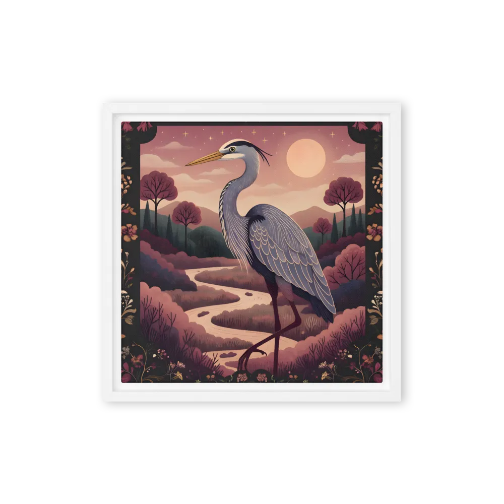 Moonlit Heron 
 Canvas with White Frame | 12″x 12″