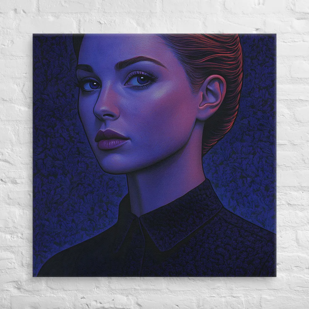 Ethereal Portrait in Blue and Red | Canvas | 37″×37″