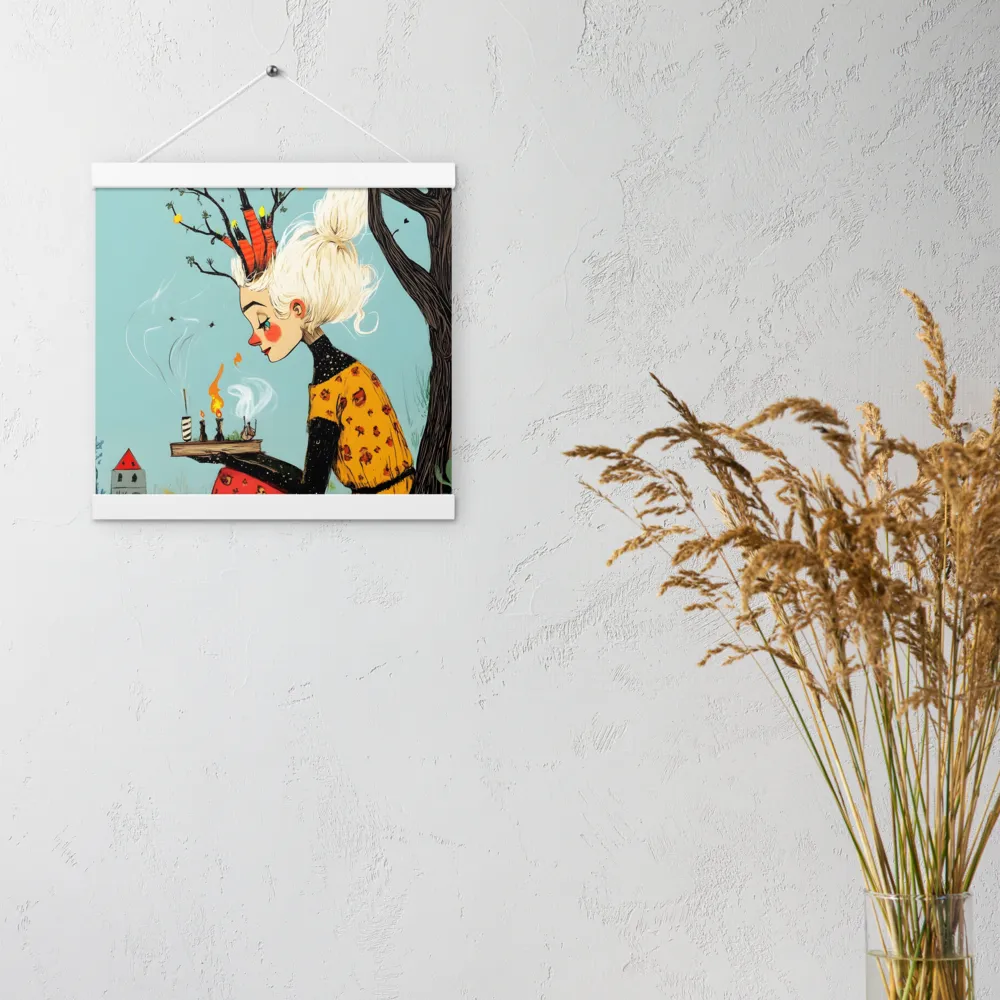 Whimsical Nature Girl | Poster With White Wood Hanger | 12″×12″