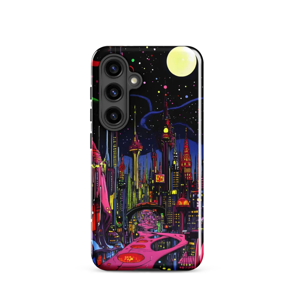 Neon Dreams of a Futuristic City | Phone Case |  S24 | Tough Case | Glossy