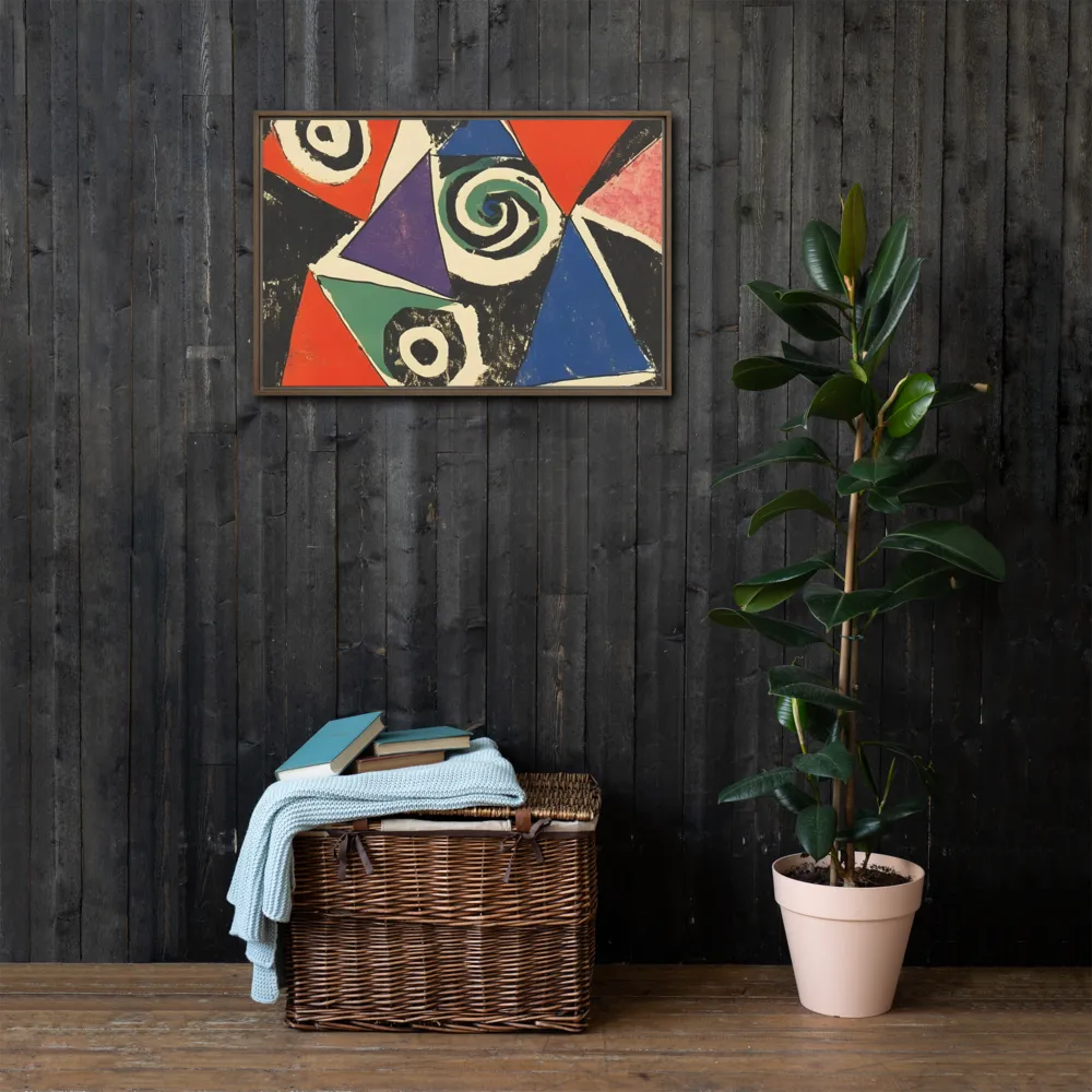 Dynamic Geometric Abstraction | Canvas with Brown Frame | 20″×30″
