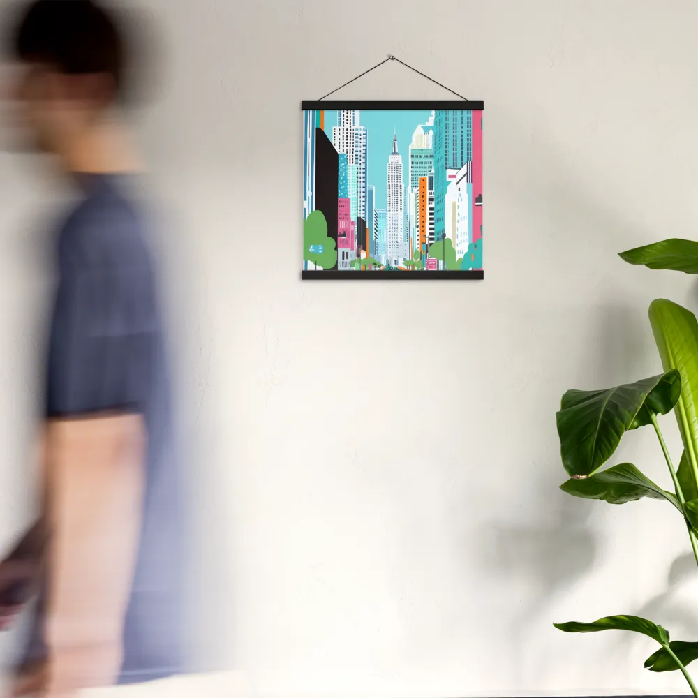 Urban Symphony: A Modern Cityscape | Poster With Black Wood Hanger | 16″×16″