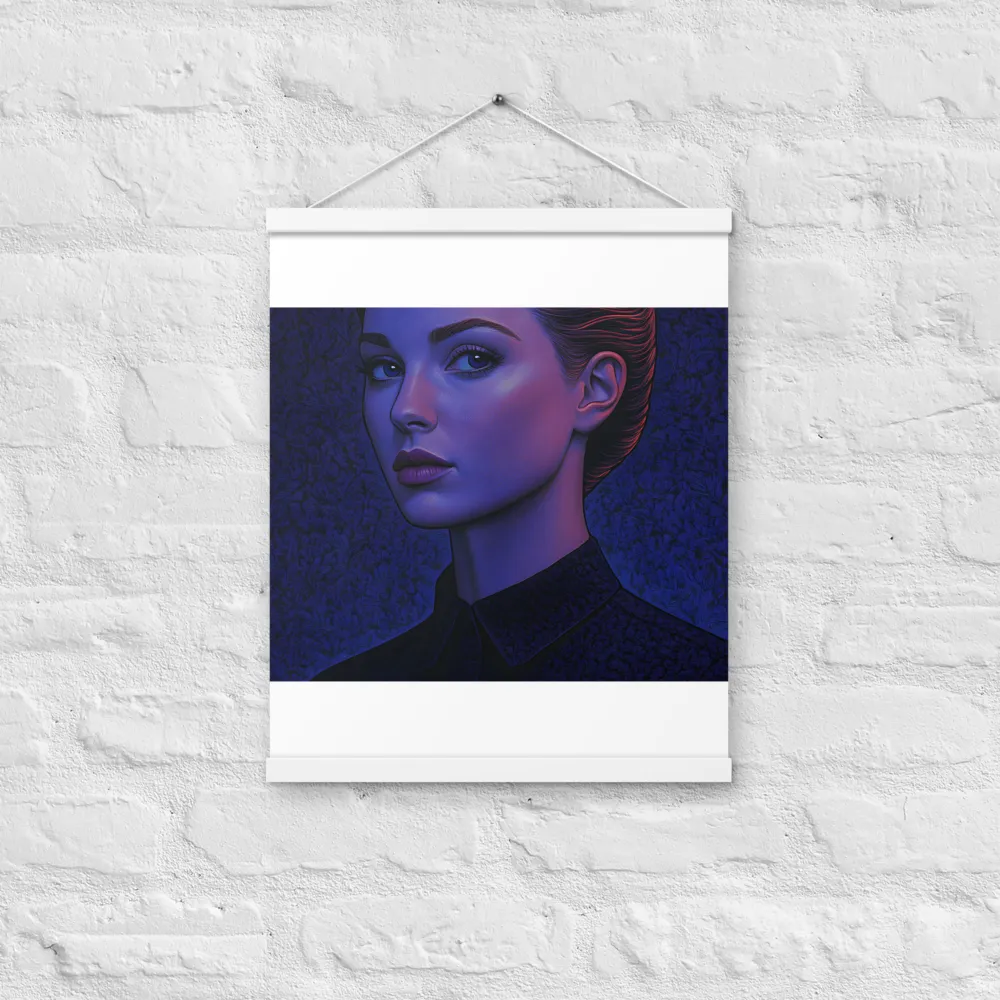 Ethereal Portrait in Blue and Red | Poster With White Wood Hanger | 16″×20″