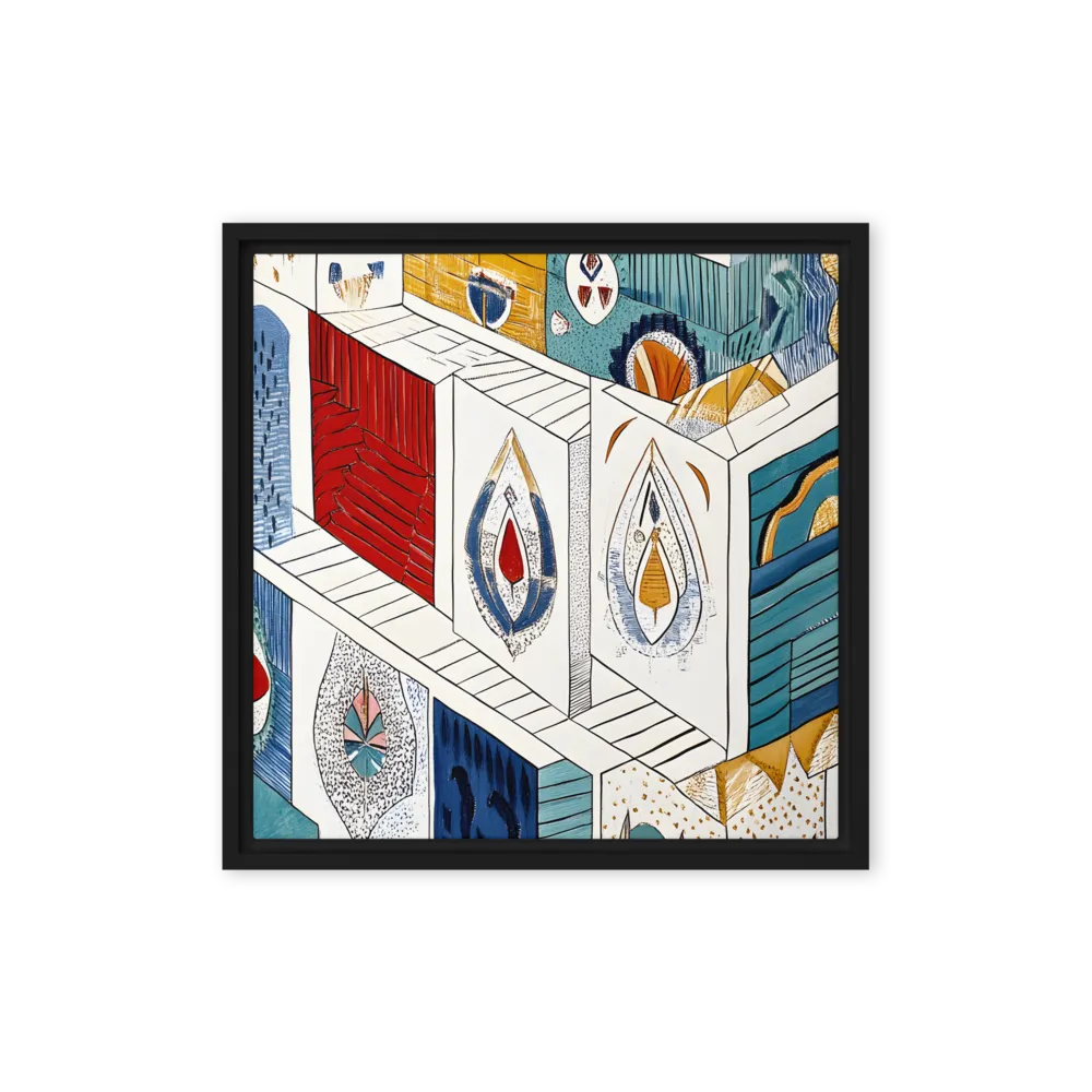 Symphony of Geometric Harmony | Canvas with Black Frame | 16″×16″