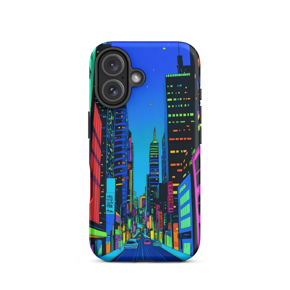 Neon Dreamscape: A Futuristic City at Dusk | Phone Case