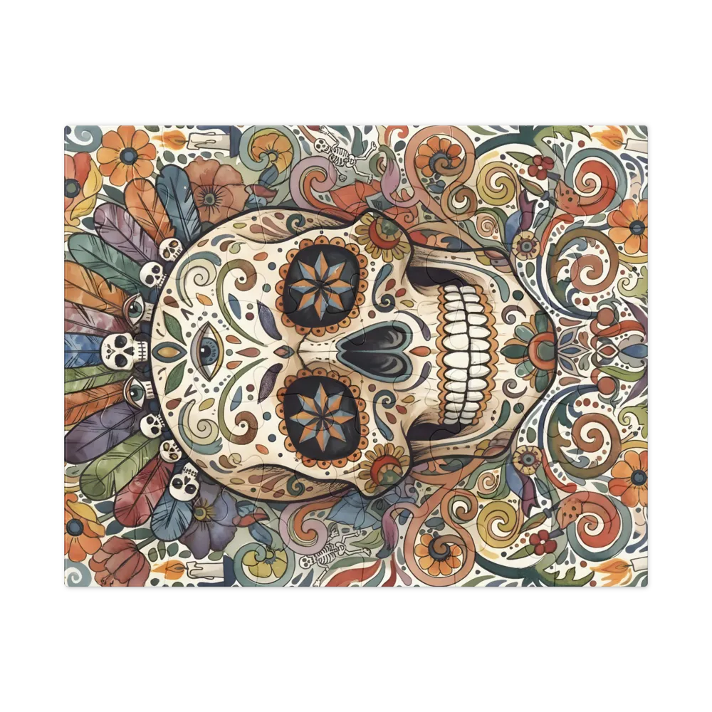 Floral Sugar Skull 
 Jigsaw Puzzle in Tin Box