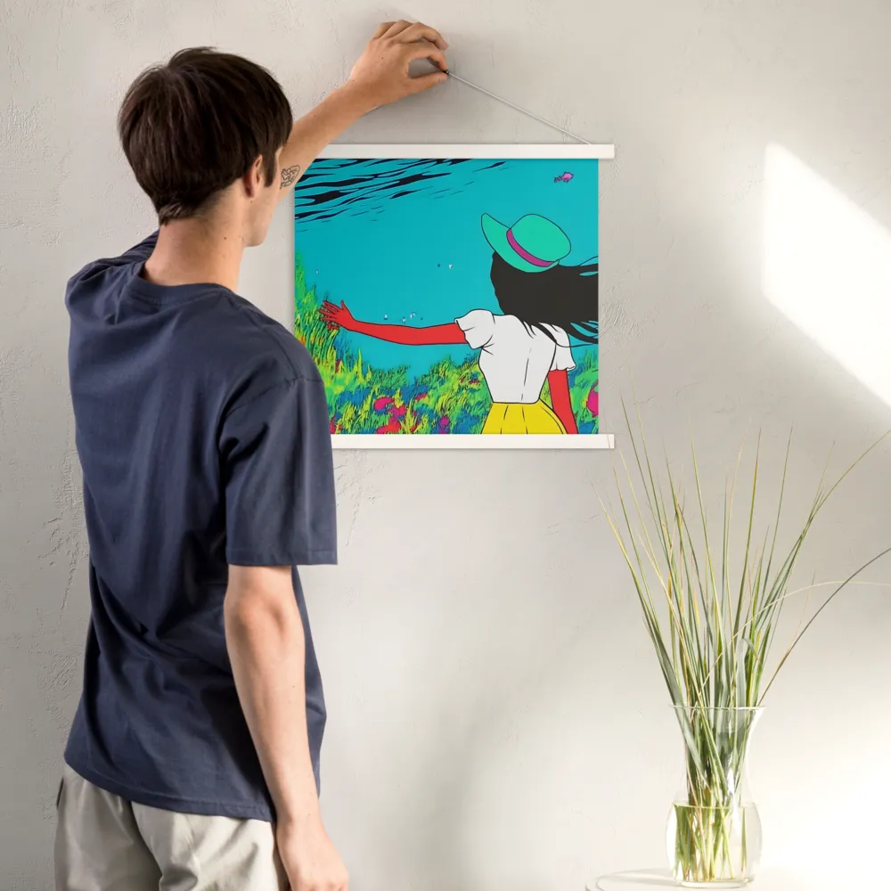 Whimsical Encounter | Poster With White Wood Hanger | 18″×18″