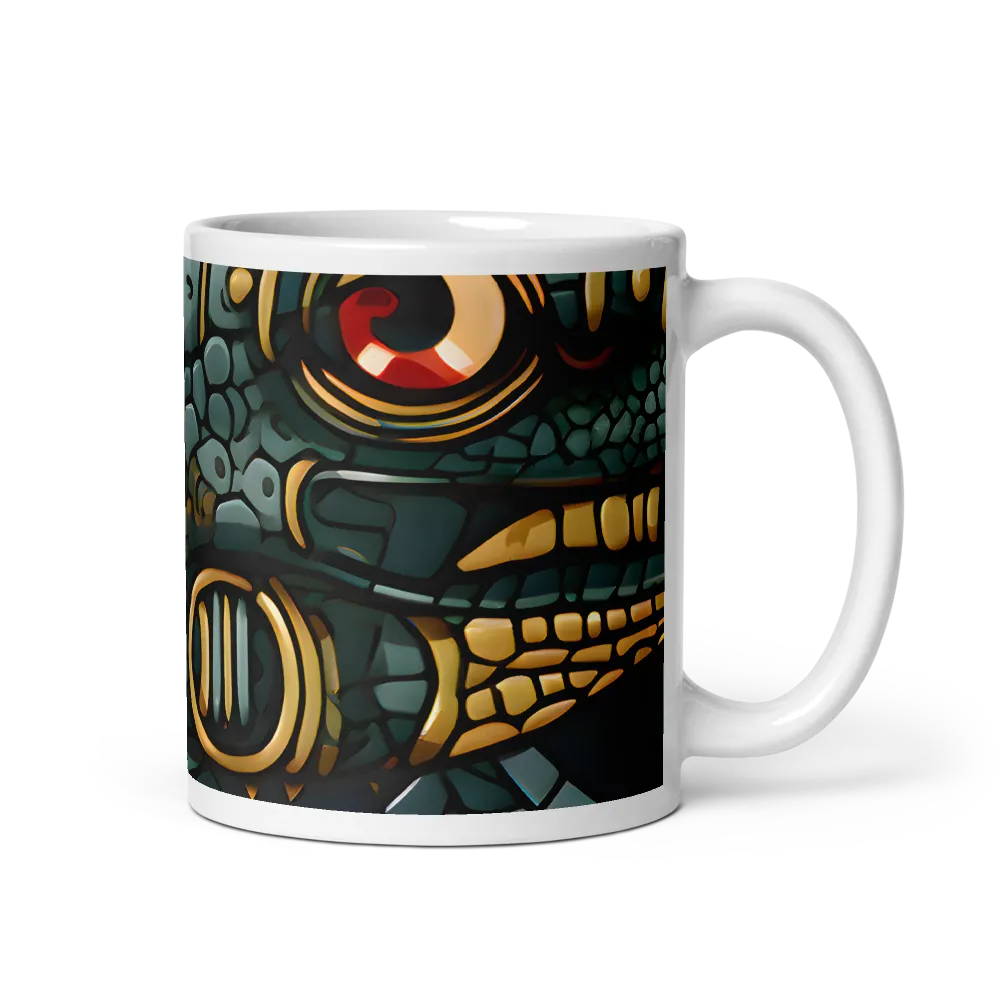 Reptilian Elegance: A Digital Art Nouveau Tapestry | Mug with White inside | 11 oz