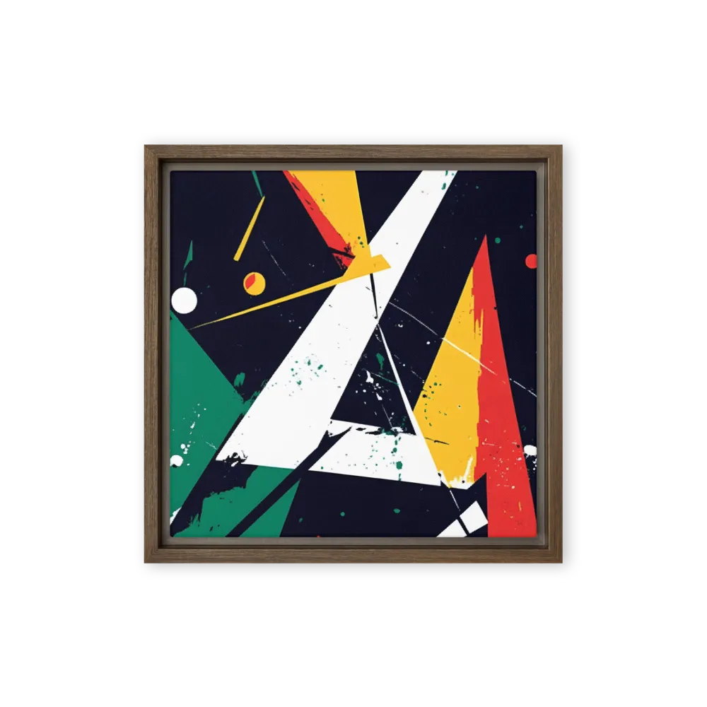 Dynamic Geometries | Canvas with Brown Frame | 12″×12″