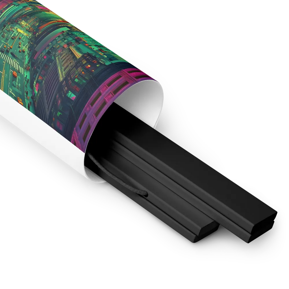 Urban Surrealism: Neon Dreams | Poster With Black Wood Hanger | 8″×10″