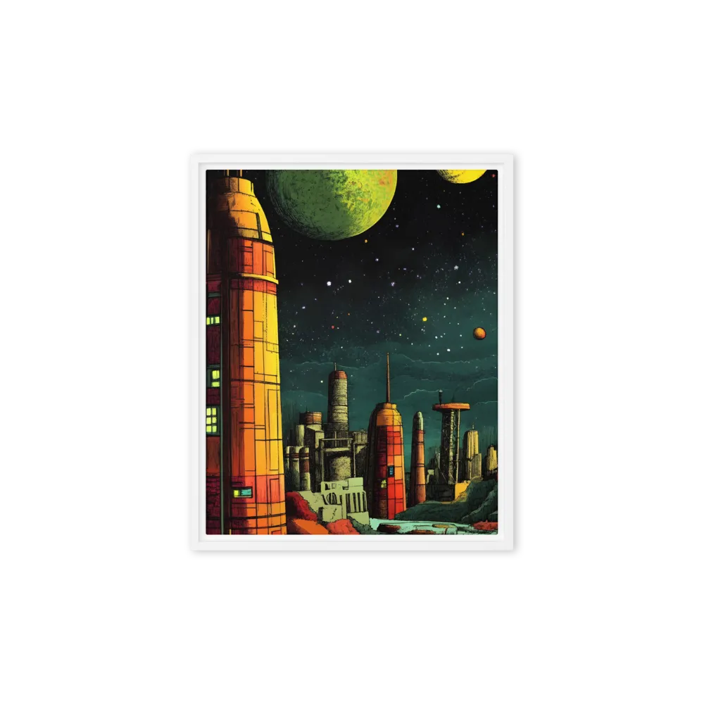 Cosmic Cityscape | Canvas with White Frame | 8″×10″