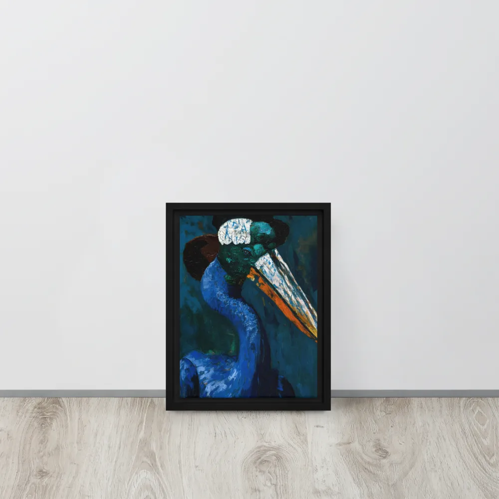 Majestic Absurdity: The Hat-Wearing Bird | Canvas with White Frame | 9″×12″