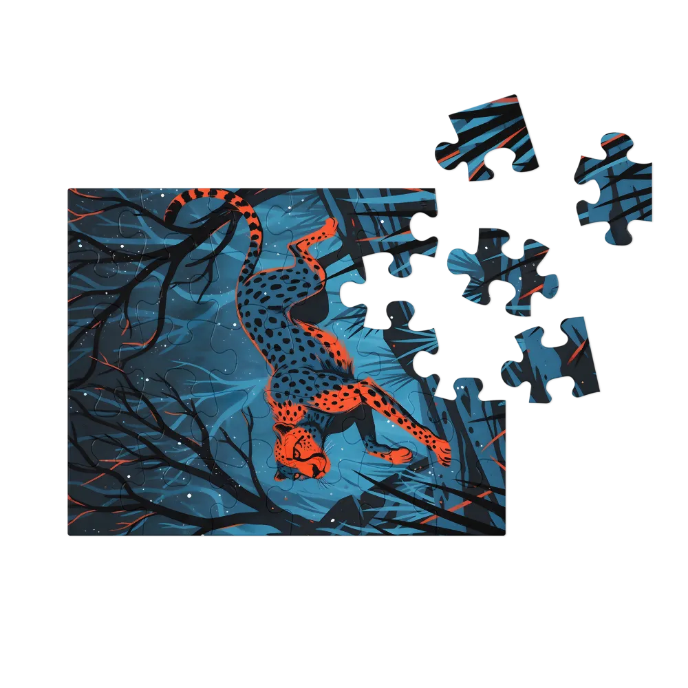 Midnight Cheetah 
 Jigsaw Puzzle in Tin Box