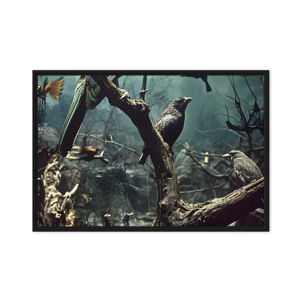 Whispers of the Avian Realm | Canvas with Black Frame | 24″×36″
