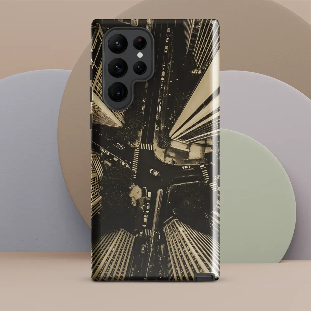 Urban Symphony: Aerial Perspective of City Life | Phone Case |  S22 Ultra | Tough Case | Glossy