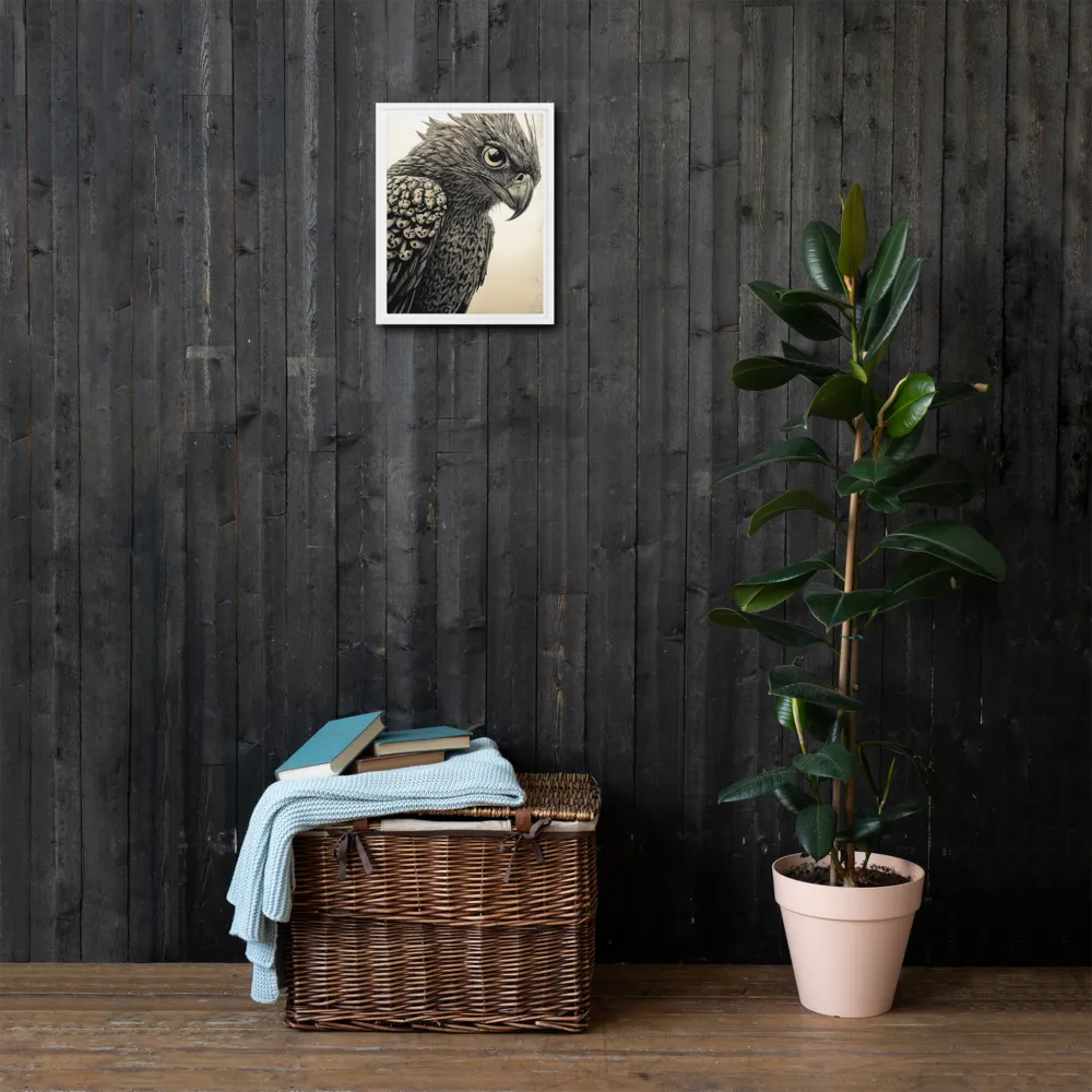 Majestic Owl in Detail | Canvas with White Frame | 11″×14″