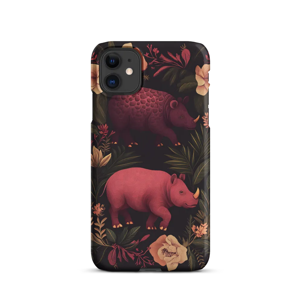 Rhinos in Floral Embrace