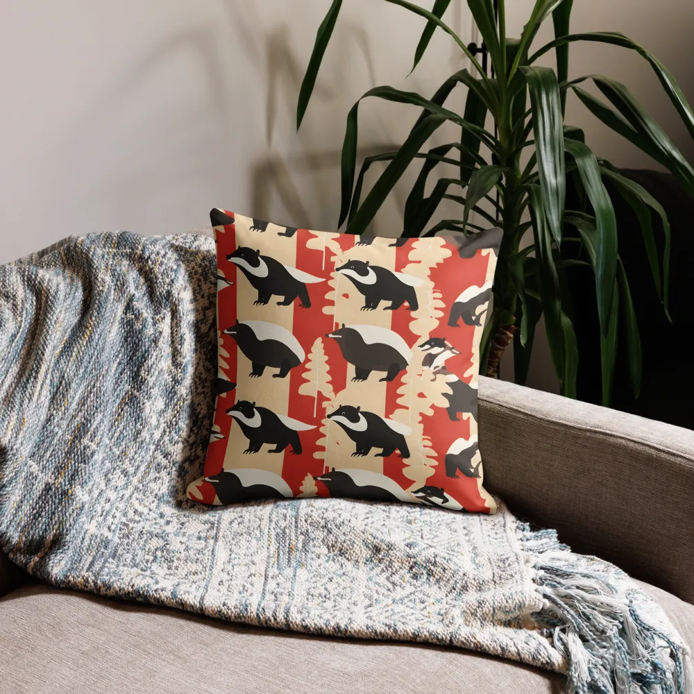 Wildlife Pattern: The Badger Tale | Pillow Case | 18″×18″