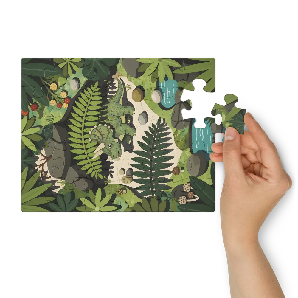 Jungle Triceratops 
 Jigsaw Puzzle in Tin Box