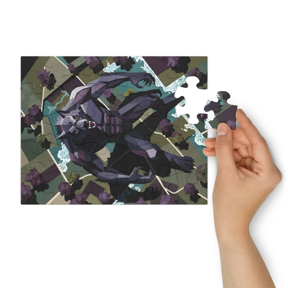 Geometric Werewolf 
 Jigsaw Puzzle in Tin Box