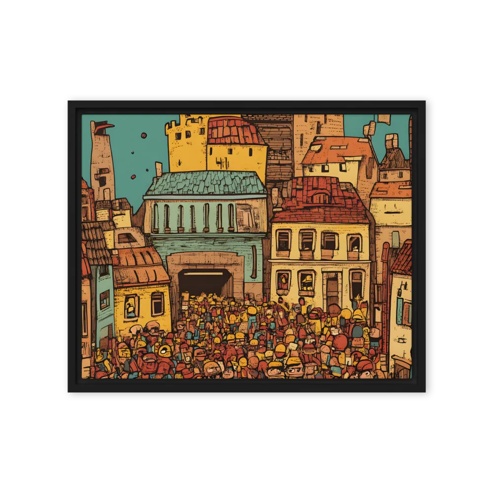 The Quirky City Gathering | Canvas with Black Frame | 16″×20″