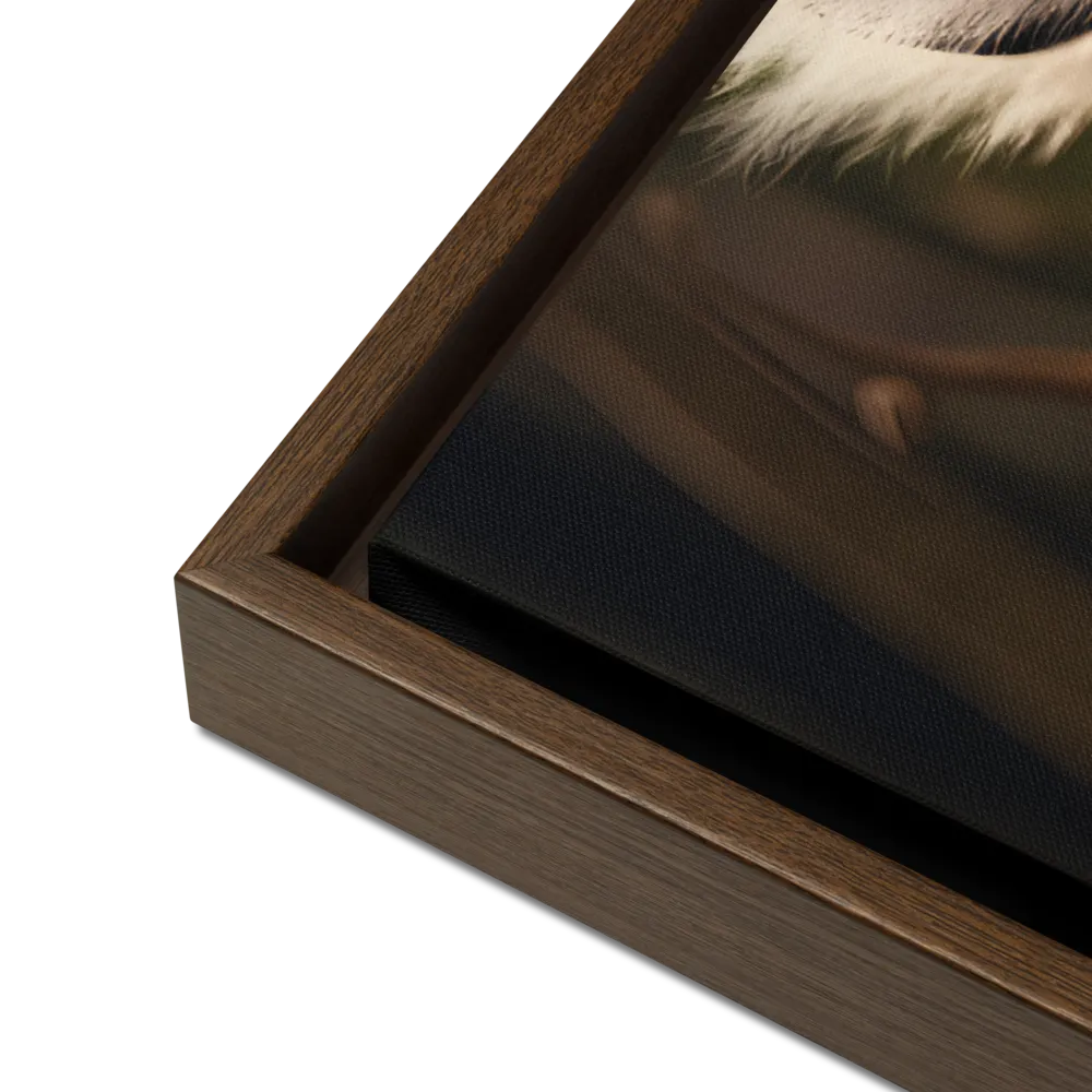 The Watchful Lemur | Canvas with Brown Frame | 24″×36″