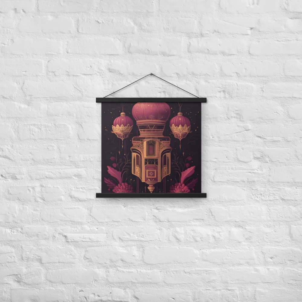 Ornate Harmony: A Digital Floral Architecture | Poster With Black Wood Hanger | 18″×18″