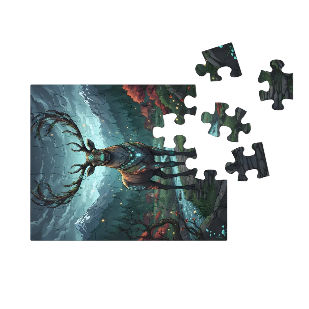 Runic Stag 
 Jigsaw Puzzle in Tin Box