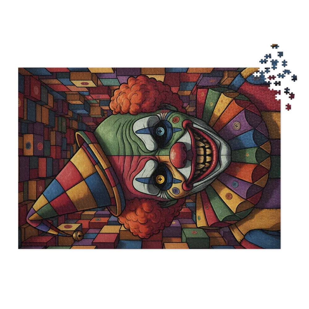 Harlequin of Blocks 
 Jigsaw Puzzle in Tin Box