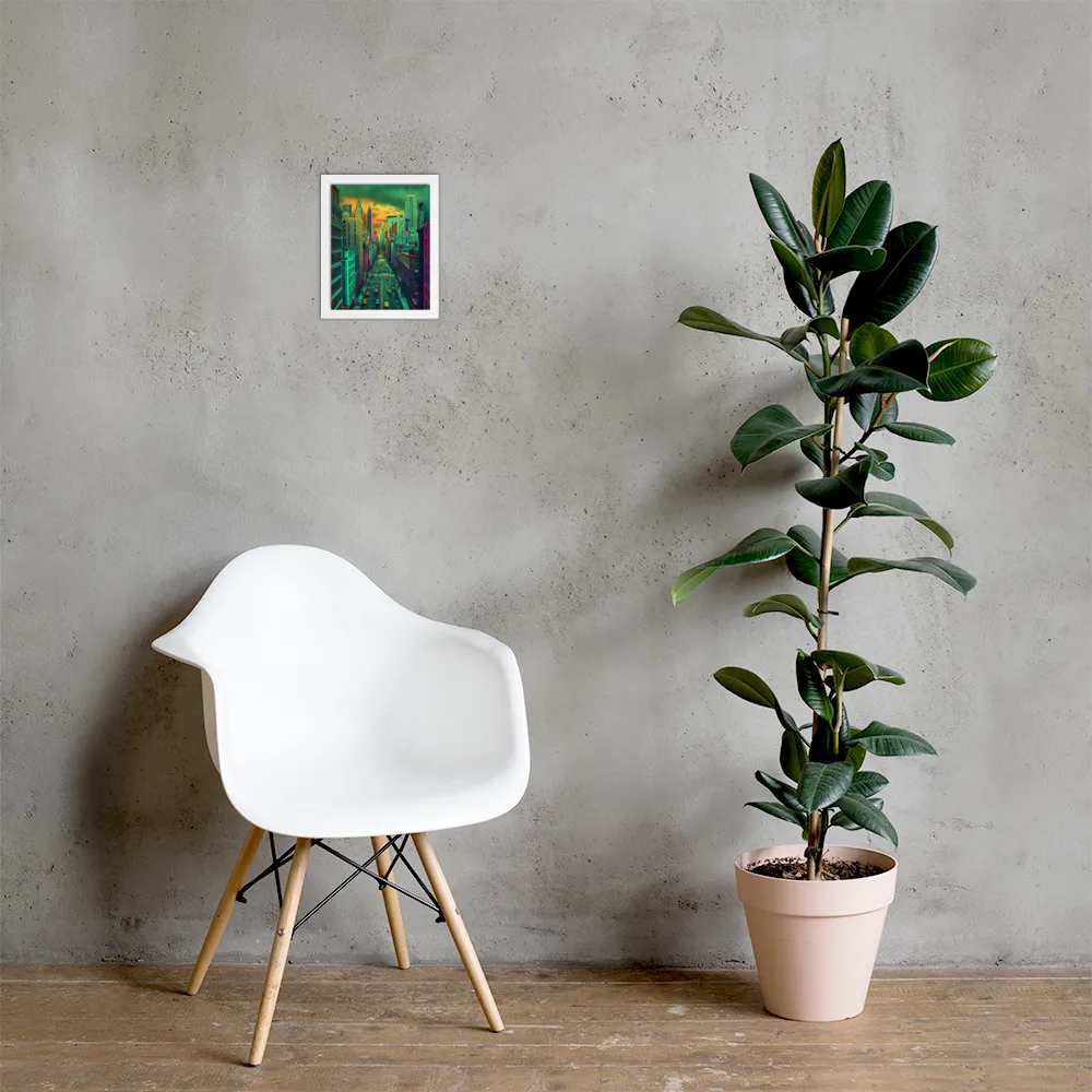 Urban Surrealism: Neon Dreams | Poster with White Frame | 8″×10″