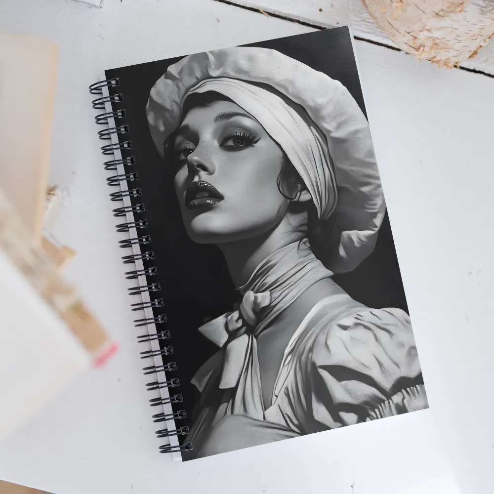 Timeless Elegance: A Charcoal Portrait of Grace | Spiral Notebook