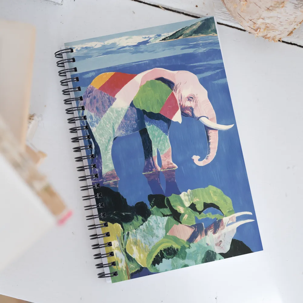 Serenity in Color: The Elephants of Reflection | Spiral Notebook