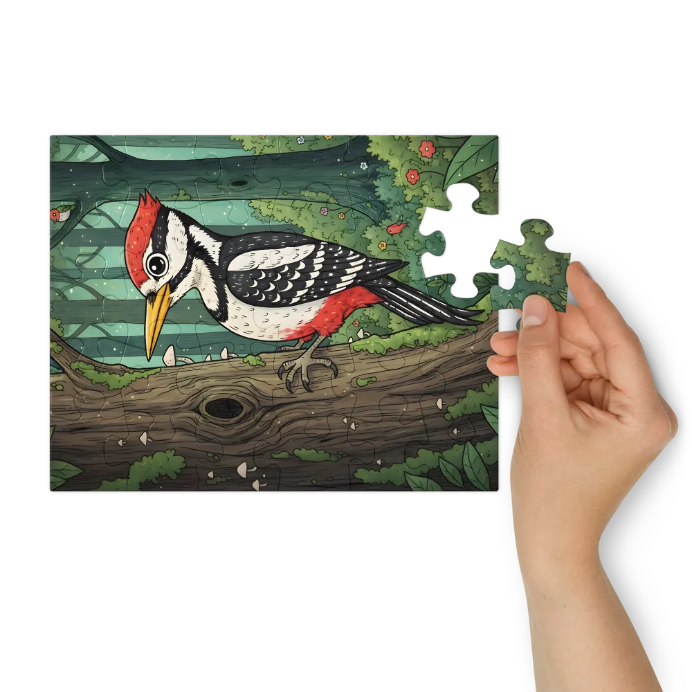 Forest Woodpecker 
 Jigsaw Puzzle in Tin Box