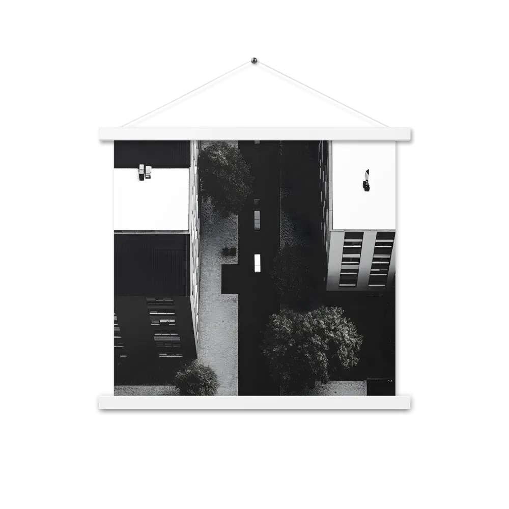 Urban Serenity from Above | Poster With White Wood Hanger | 18″×18″