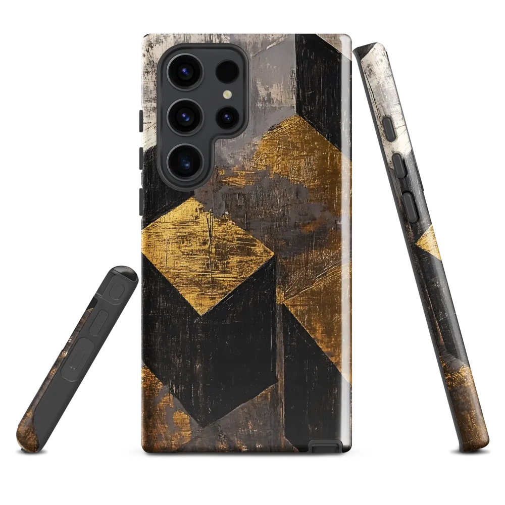 Geometric Harmony in Gold and Black | Phone Case |  S23 Ultra | Tough Case | Glossy