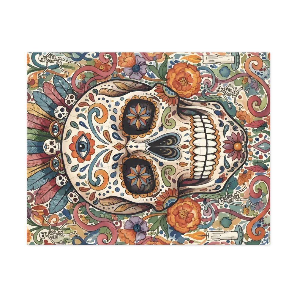 Floral Sugar Skull 
 Jigsaw Puzzle in Tin Box