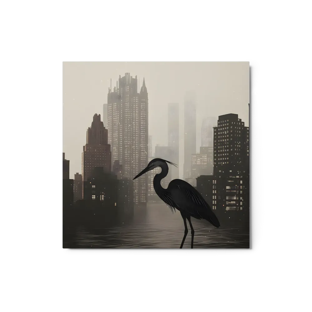 Urban Heron 
 Metal Print | 12″x 12″